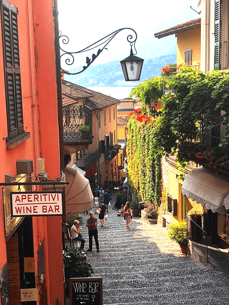Charming street in Bellagio with local shops, Lake Como