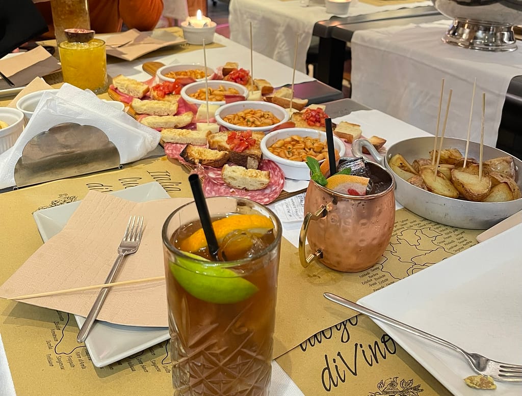 Apericena platter at Bar Touring Lake Como.