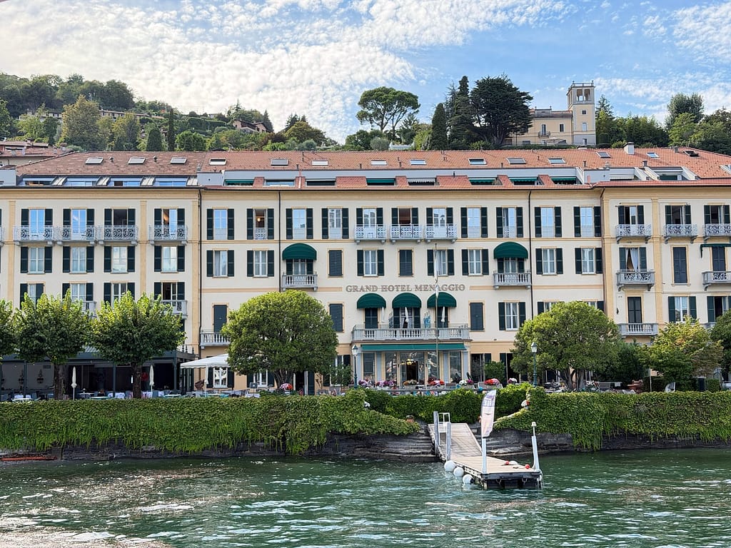 Exterior of the Grand Hotel Menaggio on the Lake Como waterfront