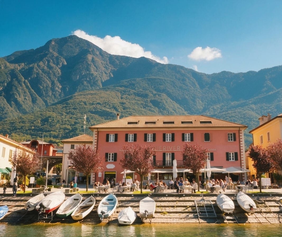The lakefront at Piazza Giuseppe Garibaldi in Colico, Lake Como