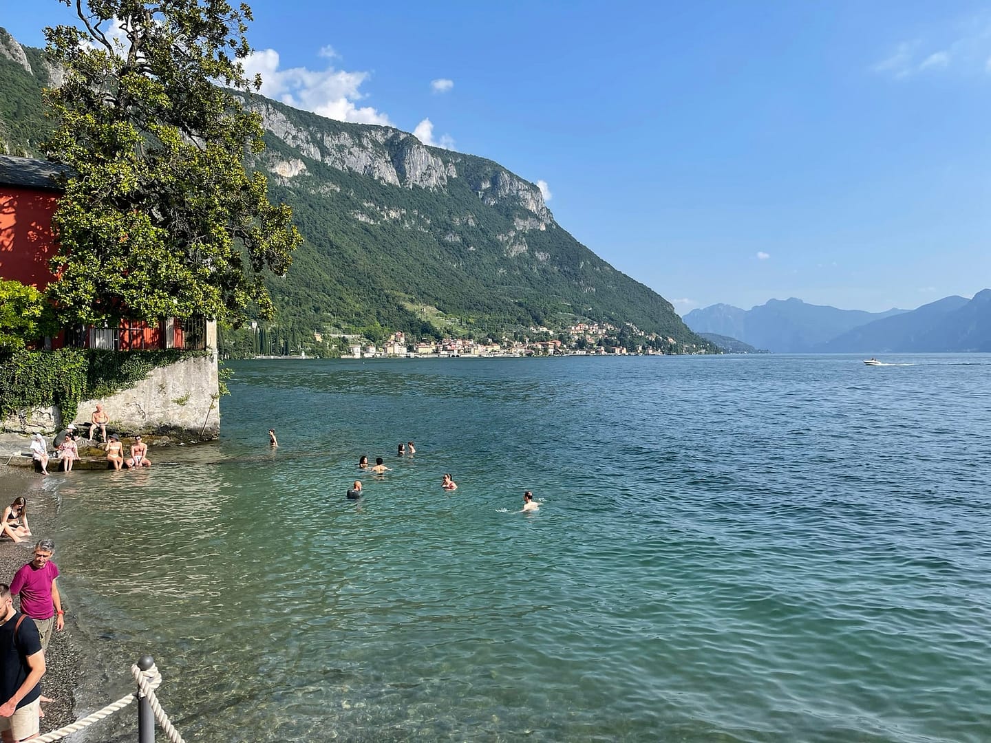 Small beach area along the Varenna waterfront