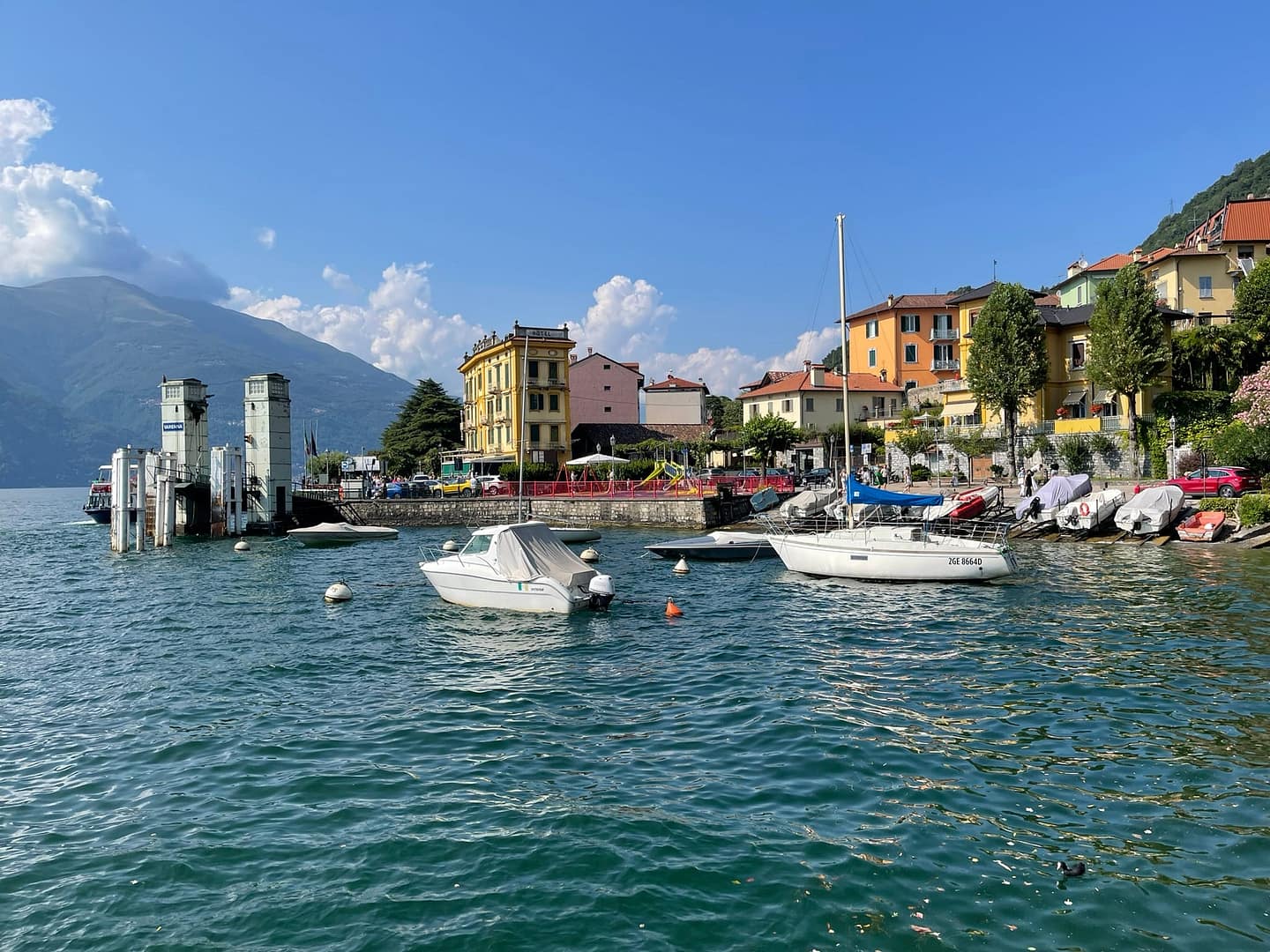 Aerial view of what to see in Varenna and the colorful lakefront village of Varenna on Lake Como