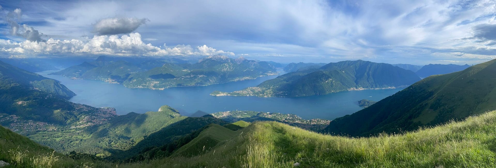 Panoramic view of Tremezzo and Lake Como from the mountainside