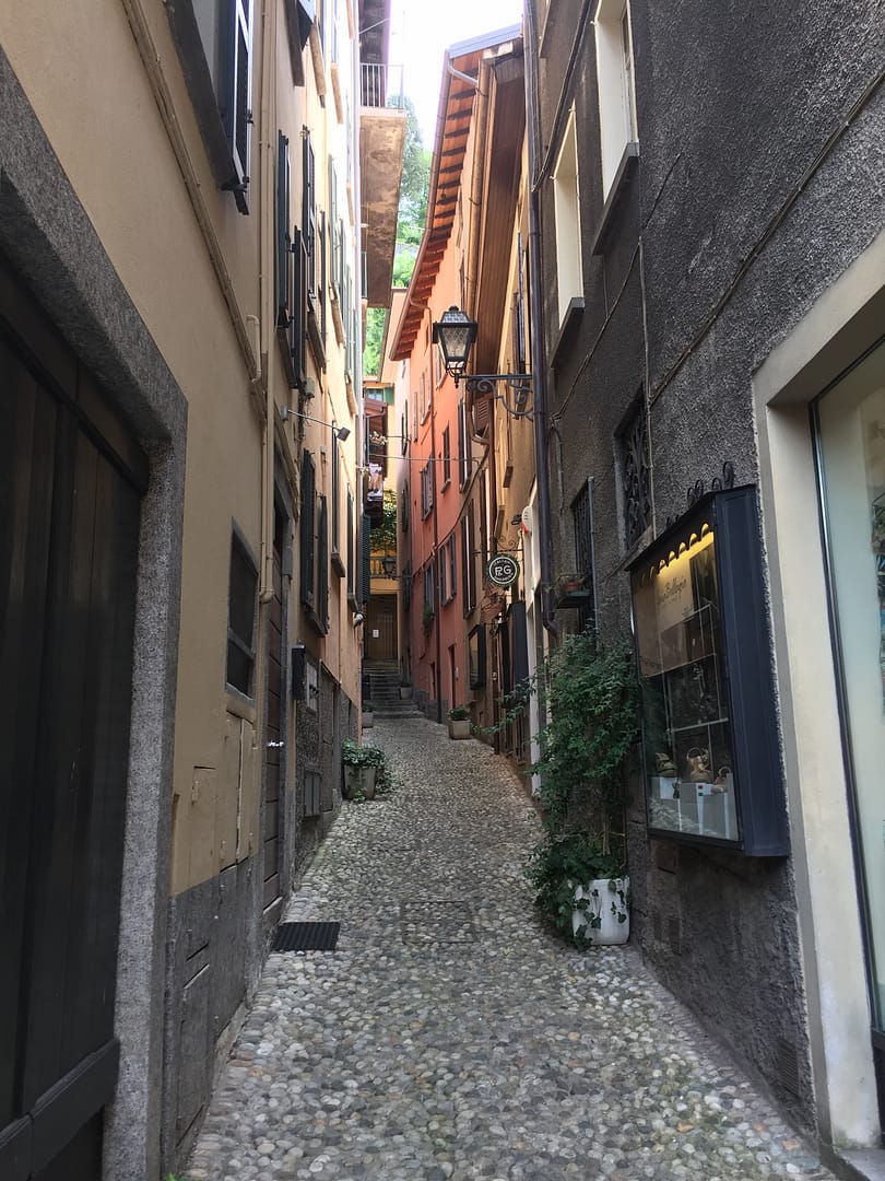 Narrow street in the old town of Bellagio, Lake Como