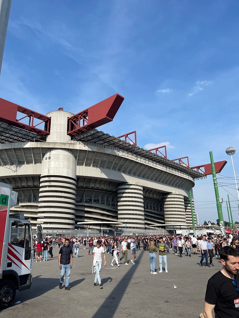 Exterior of the San Siro football stadium in Milan, a bonus stop if you have more than a half day before Lake Como