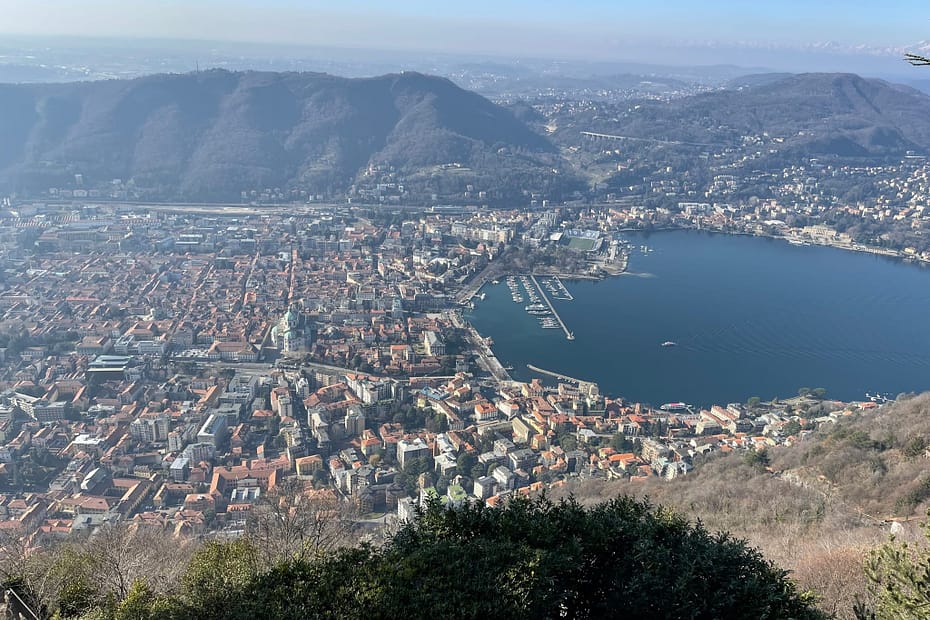 Overview of Como City Center, with the football stadium in the background