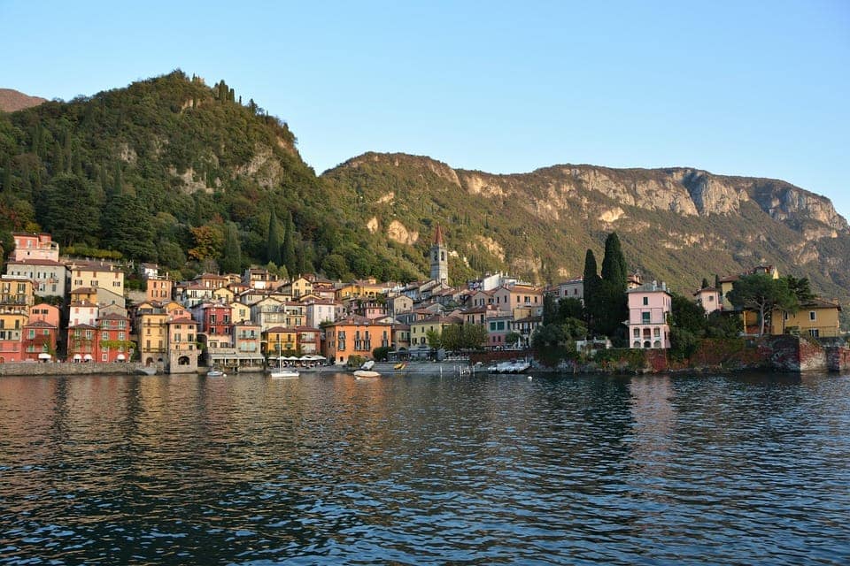 View of Varenna's colorful houses from the water