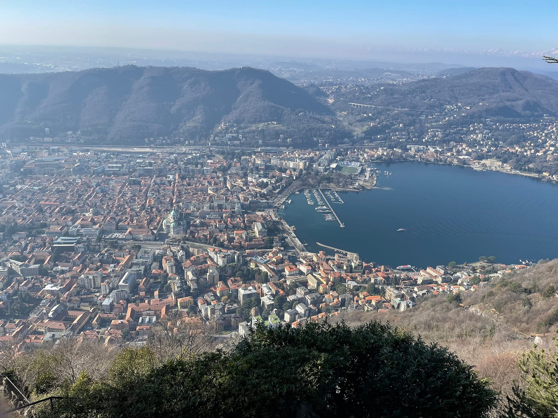 Overview of Como City Center, with the football stadium in the background